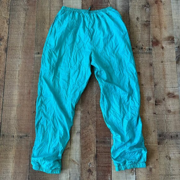 Vintage Teal Nylon Elastic Waist Jogger Pants S 65% Polyester 35% Cotton - Picture 6 of 6